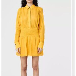 RAG & BONE bailey smocked mini dress in saffron size S
